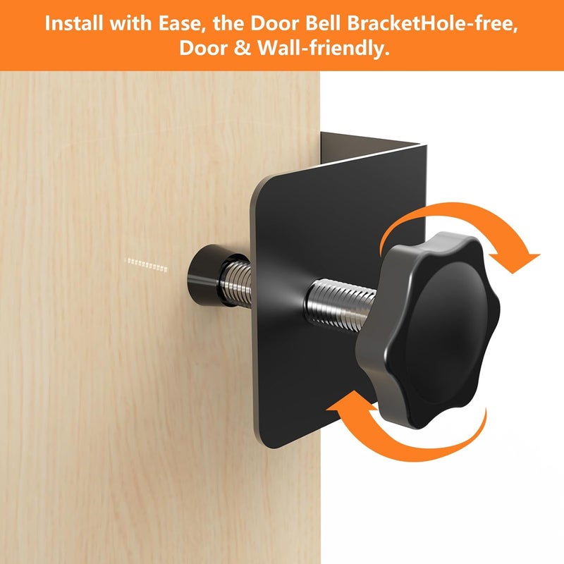 PEF Anti-Theft Door Mount for Eufy E340, No-Drill Adjustable Mounting Bracket with Eufy Doorbell E340, Not Blocking Doorbell Sensor, Apartment Door Bell Kits for Renters, Black - Image 4